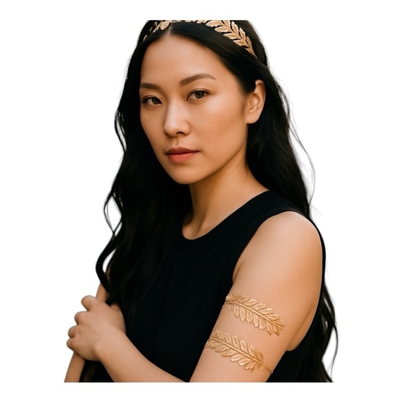 FINREZIO Greek Goddess Jewelry Set | Gold Laurel Leaf Headband & Arm Cuff | NWT - Picture 1 of 5